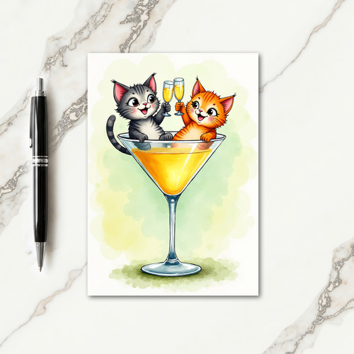 Joyful Kitten Glass Card