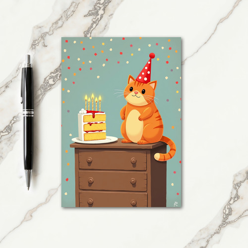 Joyful Kitty Birthday Card