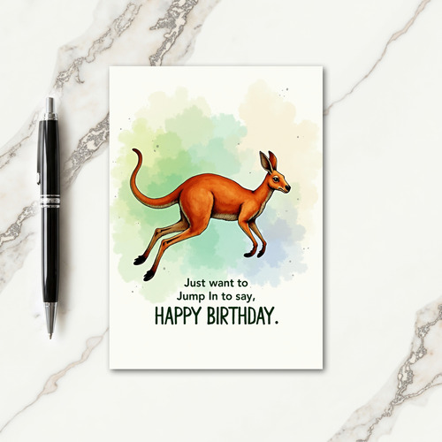 Joyful Leaping Marsupial Birthday Card