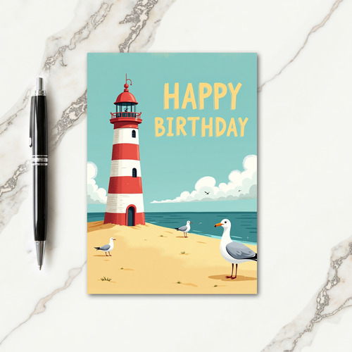 Joyful Lighthouse Beach Card