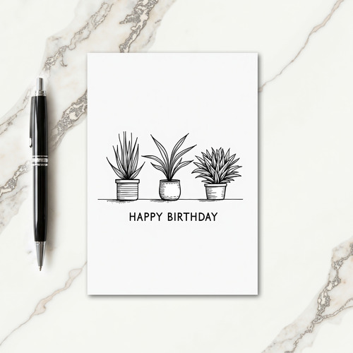 Joyful Line Art Birthday Card