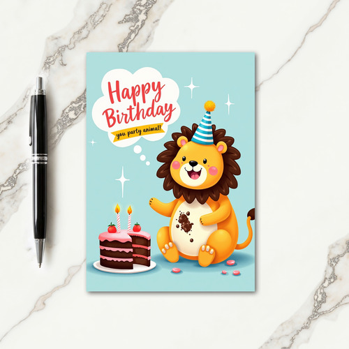 Joyful Lion Birthday Card