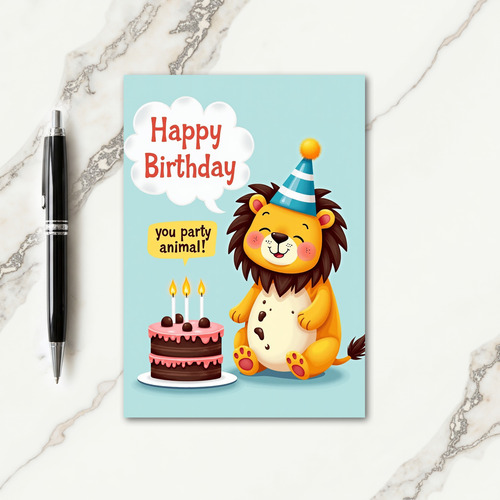 Joyful Lion Cub Birthday Card