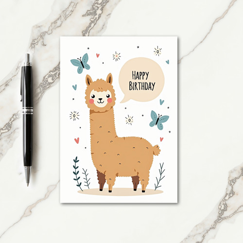 Joyful Llama Creature Birthday Card