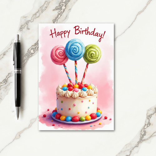 Joyful Lollipop Cake Card