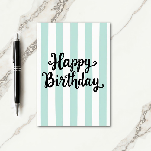 Joyful Mint Stripe Birthday Card
