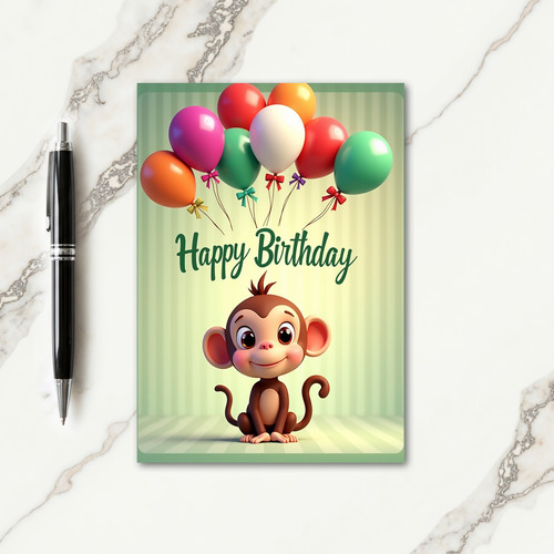 Joyful Monkey Balloon Card