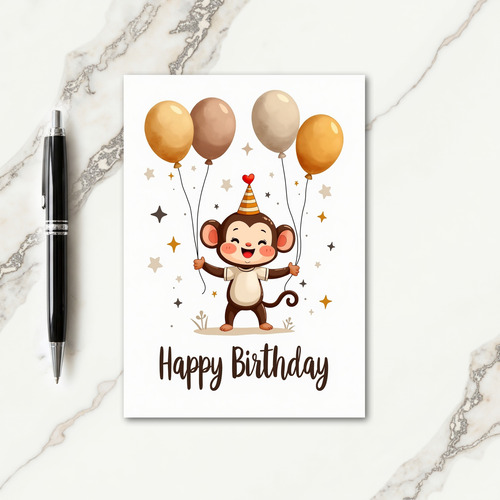Joyful Monkey Balloons Card
