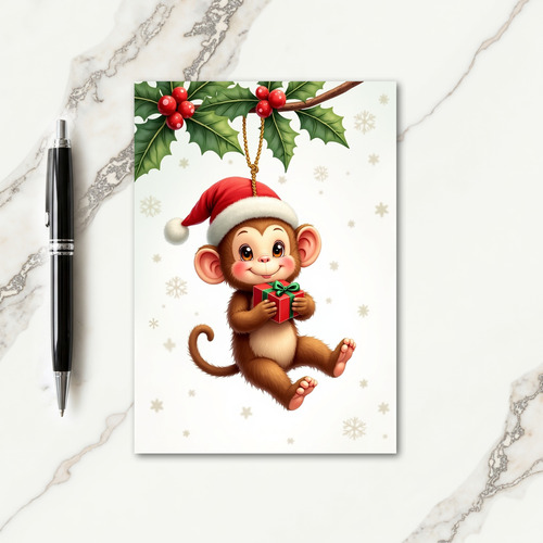 Joyful Monkey Holiday Card