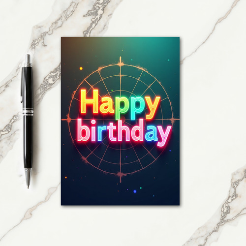Joyful Neon Birthday Card