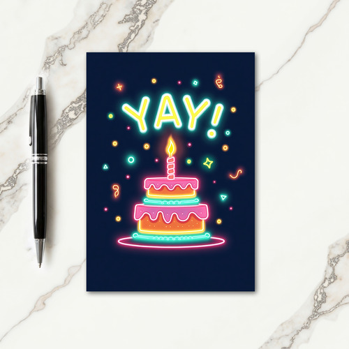 Joyful Neon Cake Card