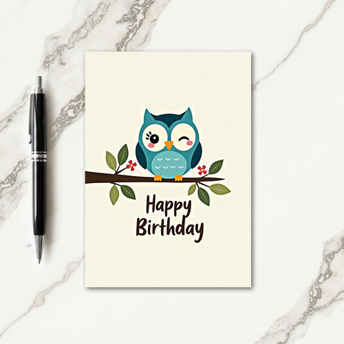 Joyful Owl Birthday Card