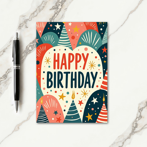 Joyful Party Hats Birthday Card
