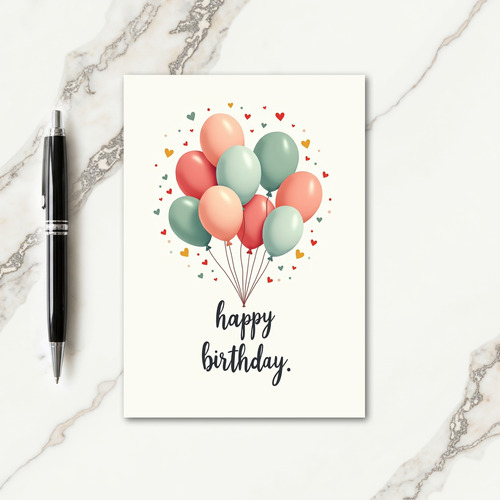 Joyful Pastel Balloons Birthday Card