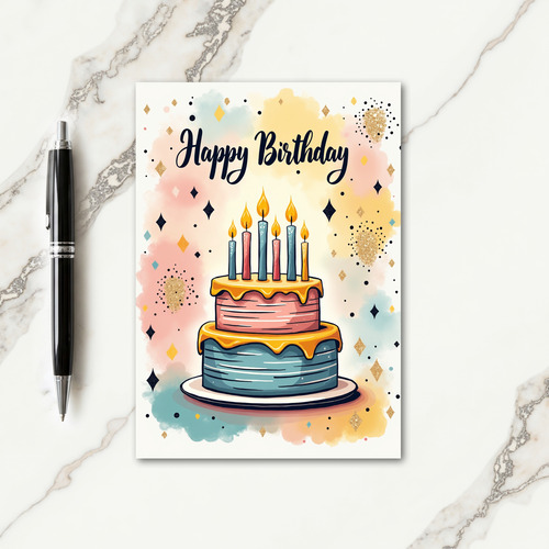 Joyful Pastel Cake Card