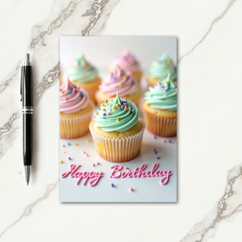 Joyful Pastel Cupcake Card