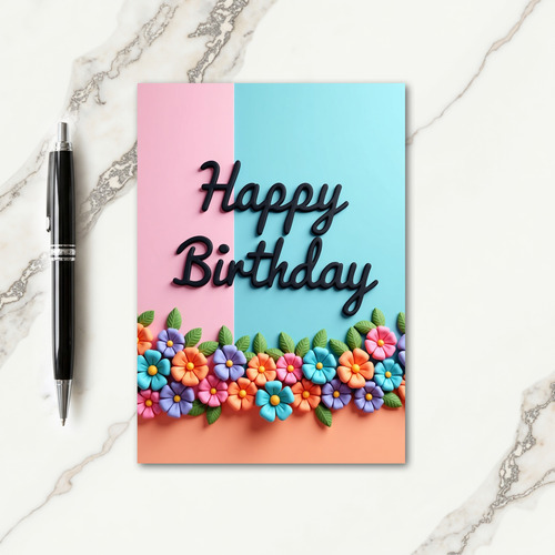 Joyful Pastel Script Birthday Card