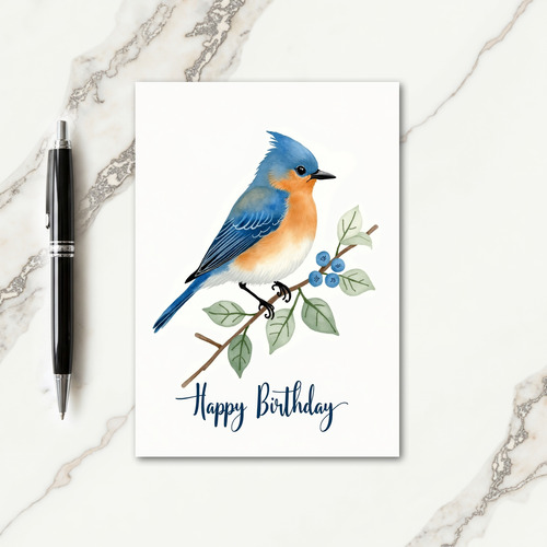 Joyful Perched Bird Art Card