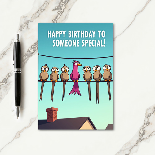Joyful Perched Birds Birthday Card