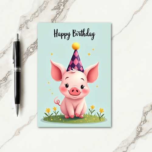 Joyful Pig Birthday Card