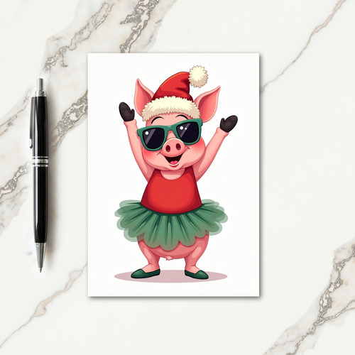 Joyful Pig Christmas Card