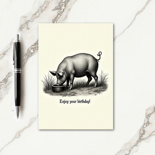 Joyful Pig Engraving Card