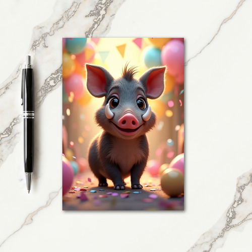 Joyful Piglet Art Card