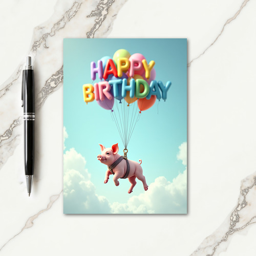 Joyful Piglet Balloons Card