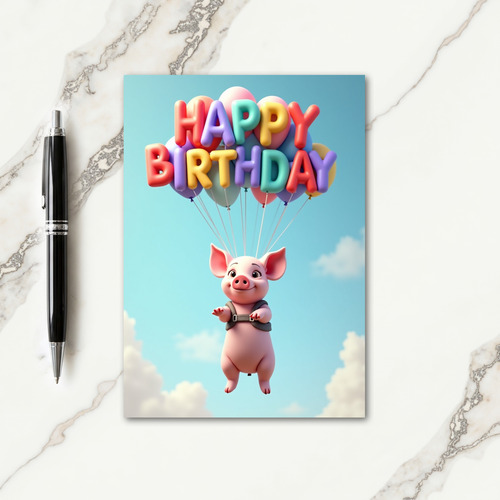 Joyful Piglet Sky Card