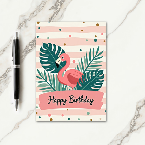Joyful Pink Bird Birthday Card