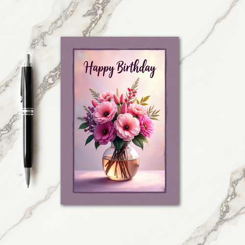 Joyful Pink Bloom Birthday Card