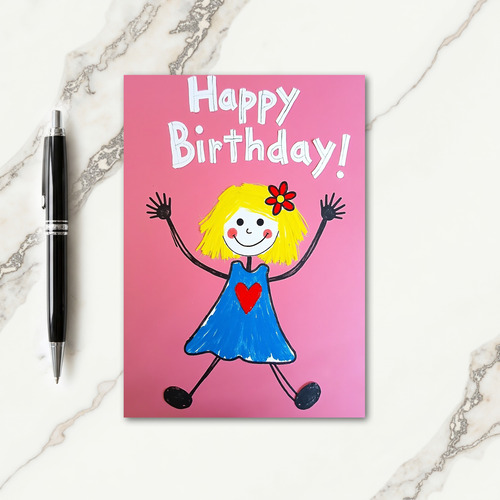 Joyful Pink Figure Birthday Card