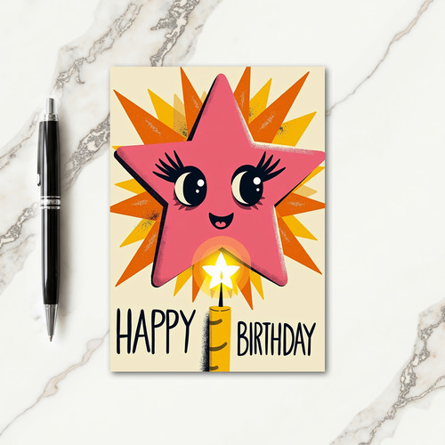 Joyful Pink Star Card