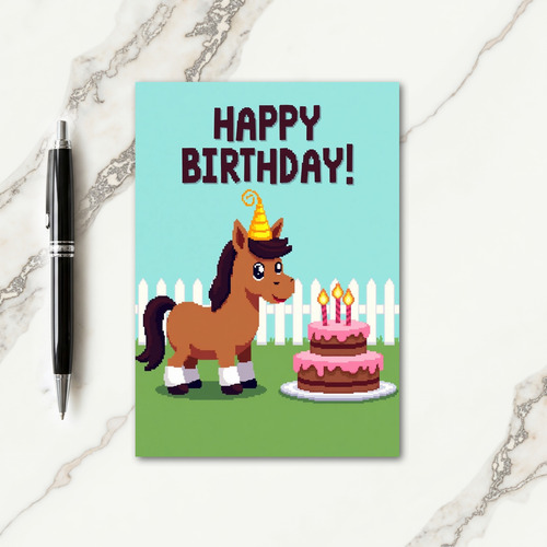 Joyful Pixel Horse Card