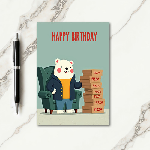 Joyful Pizza Creature Birthday Card