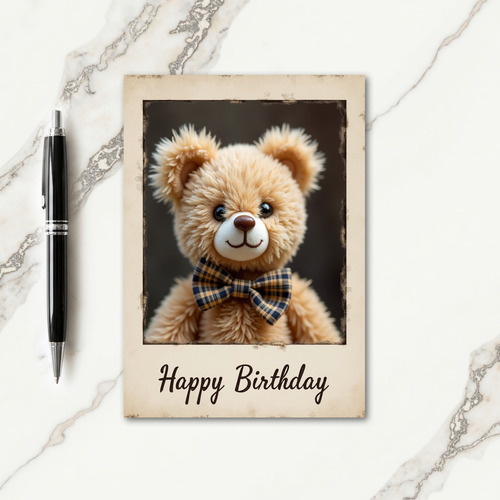 Joyful Plush Bear Birthday Card