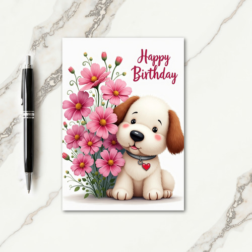 Joyful Plush Puppy Birthday Card
