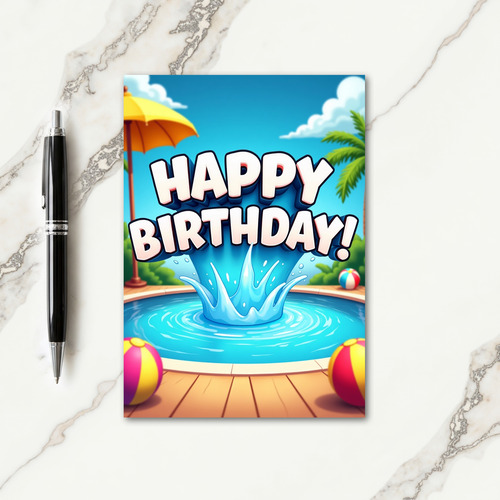 Joyful Poolside Birthday Card