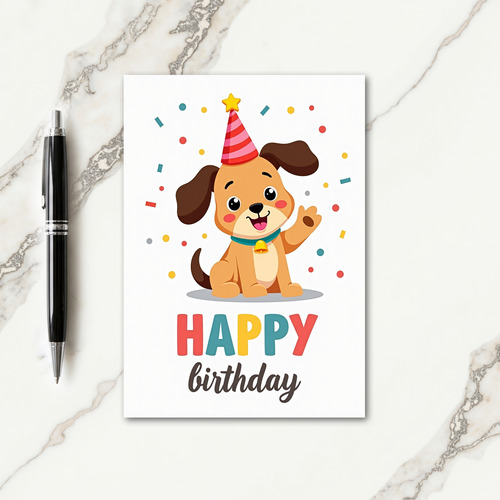 Joyful Pup Hat Birthday Card