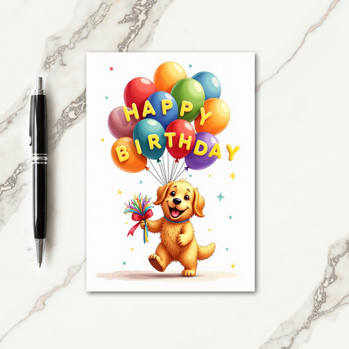 Joyful Puppy Birthday Card