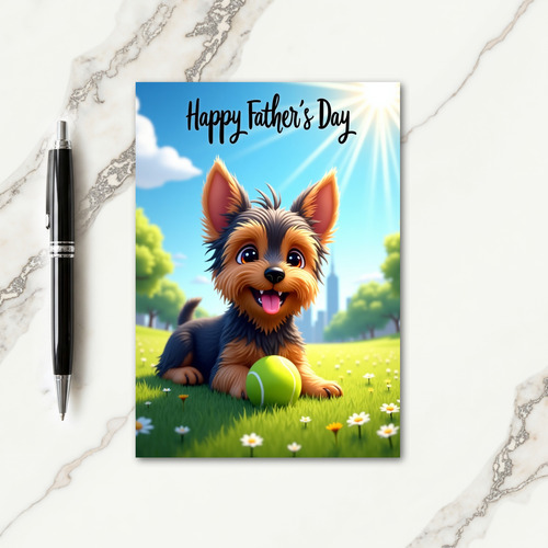 Joyful Puppy Fathers Day Card