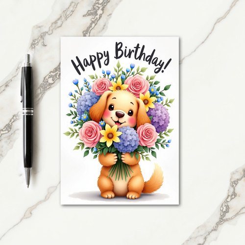 Joyful Puppy Floral Card