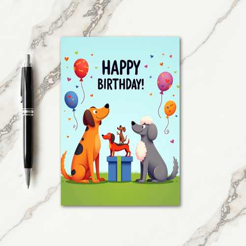 Joyful Pups Birthday Art Card