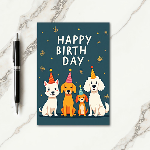 Joyful Pups Party Hats Card