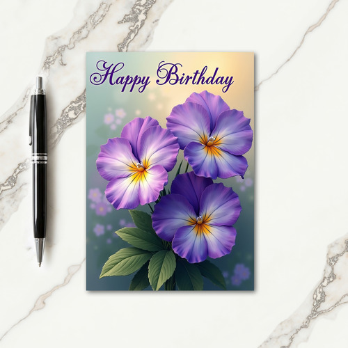 Joyful Purple Blossom Birthday Card