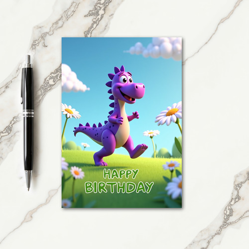 Joyful Purple Creature Birthday Card