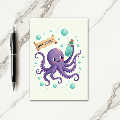 Joyful Purple Octopus Card