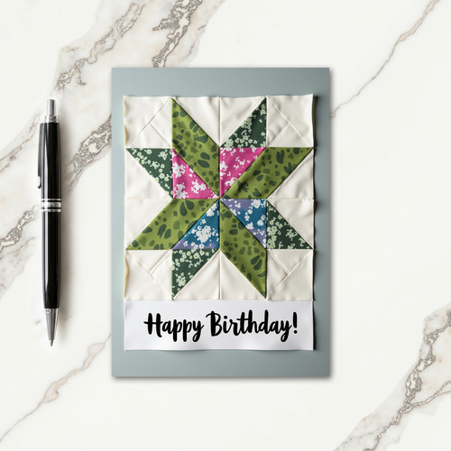 Joyful Quilted Star Birthday Card