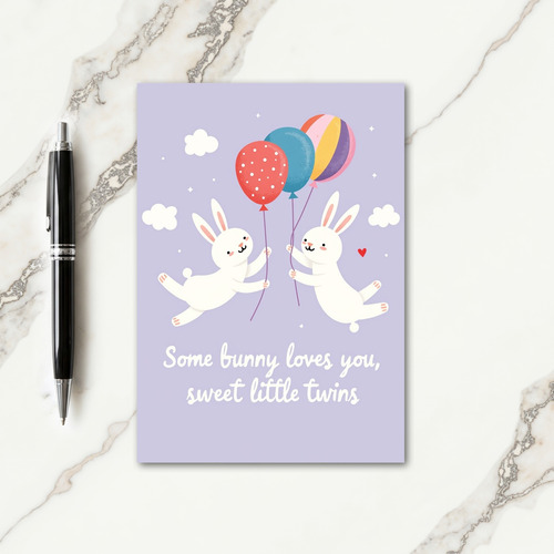 Joyful Rabbit Balloon Card