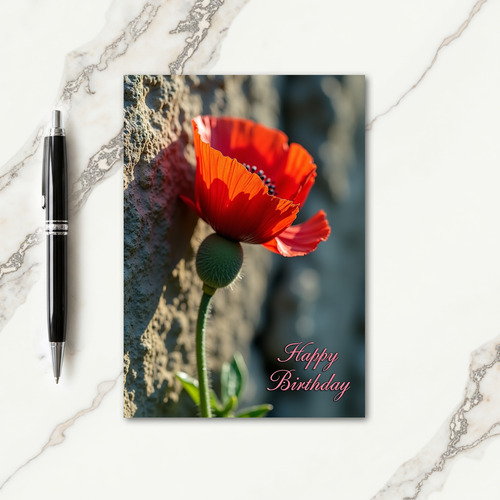 Joyful Red Bloom Birthday Card